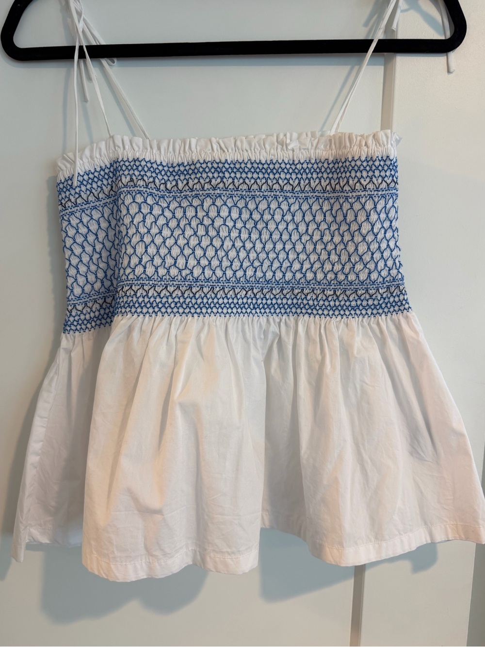 J. Crew White Skirt with Blue Embroidered Detail